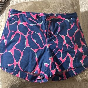 Lilly Pulitzer Vibrant Blue and Pink Athletic Shorts
